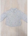 camisa rayas celestes con dibujos rojo amarillos verde