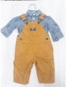 set camisa denim con pinguinos y mameluco cafe