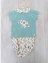 set blusa bordada turquesa con cubre pañal de animales