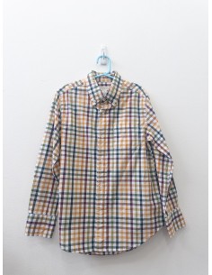 camisa cuadros mostazas concho de vino y verde