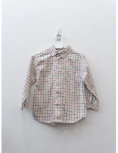 camisa beige rayas rojas y verdes y azules