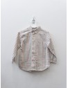 camisa beige rayas rojas y verdes y azules