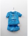 set pantalon de bano con camisa celeste tiburónes