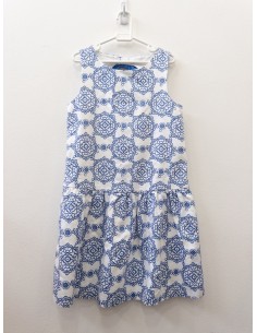 vestido blanco dibujos azules