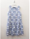 vestido blanco dibujos azules