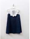 vestido azul con cuello blanco