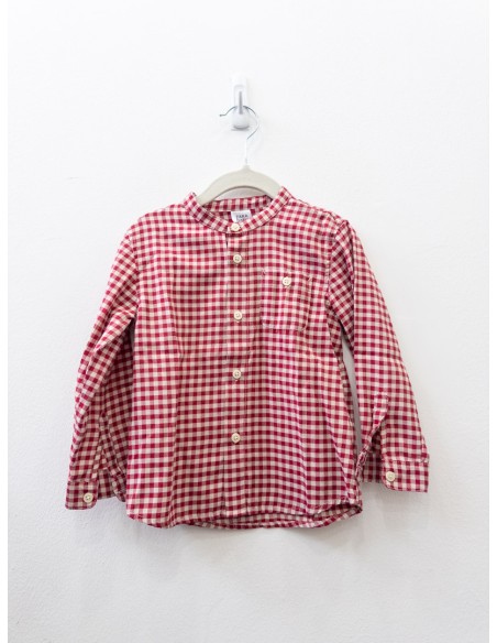camisa cuadros beige y rojos