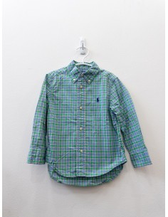 camisa verde con rosado y azul