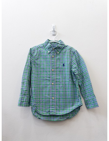 camisa verde con rosado y azul