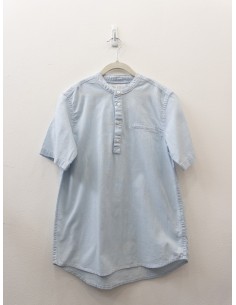 camisa lino celeste