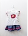 set falda jean top manzana y flor