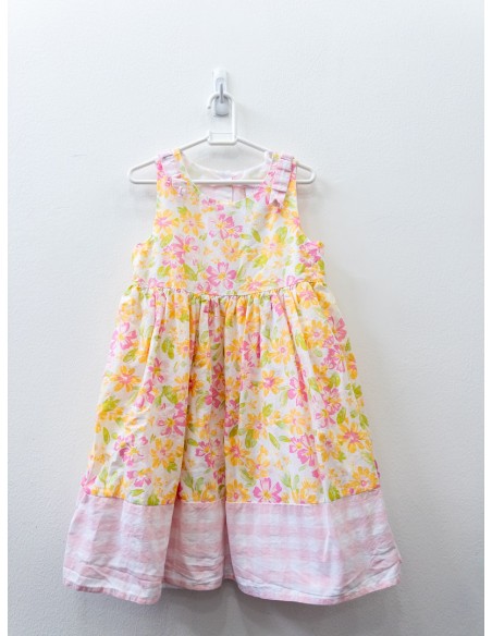 vestido blanco flores amarillas y azules