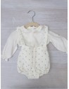 set romper blanco con estrellas celestes top blanco