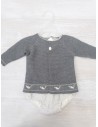 set calzon cuadros grises y top tejido gris