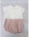 set short rosado top beige