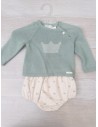 set calzon beige con coronas turquesas y top turquesa