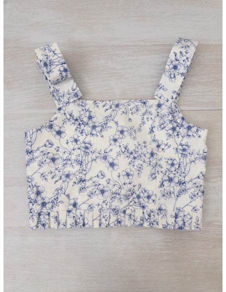 set blanco con dibujos azules