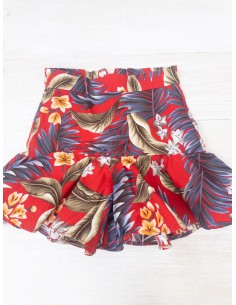 set rojo con flores azules 2