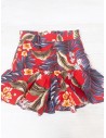 set rojo con flores azules