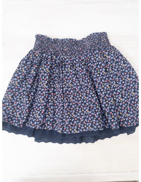 set falda azul con florcitas
