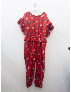 enterizo rojo con flores