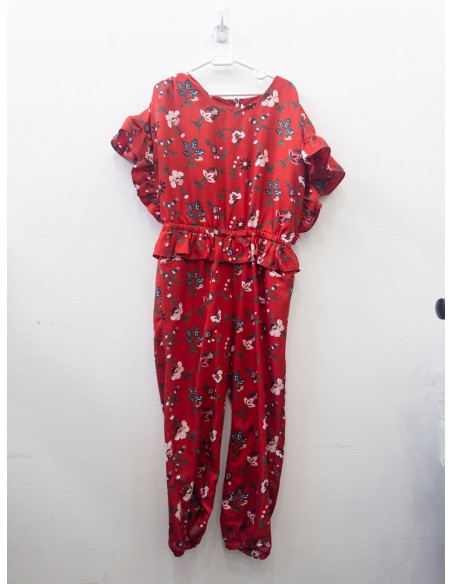enterizo rojo con flores