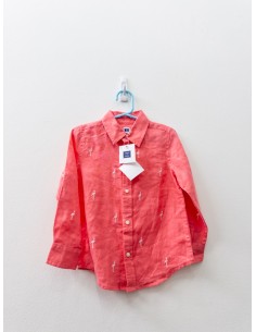camisa lino con flamingos, nueva