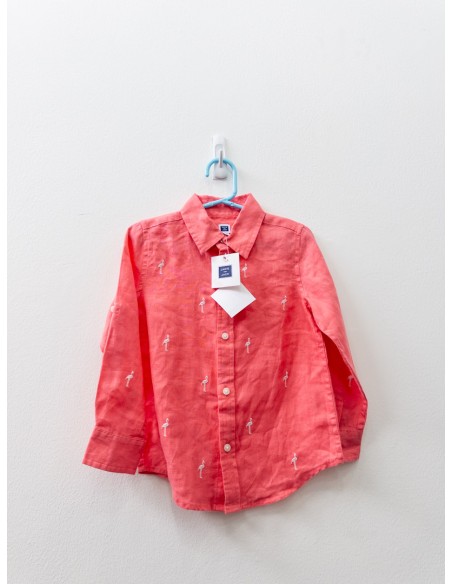 camisa lino con flamingos, nueva