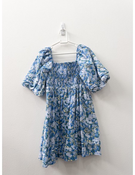 vestido flores azules y amarillas