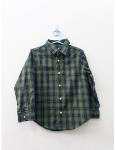 camisa manga larga cuadros verdes y rayas amarillas