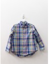 camisa manga larga cuadros azules, morados, amarilo, verde