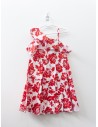 vestido blanco con flores rojas