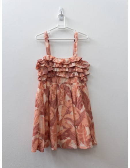 vestido naranja con flores naranjas
