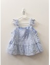 blusa celeste con flores blancas
