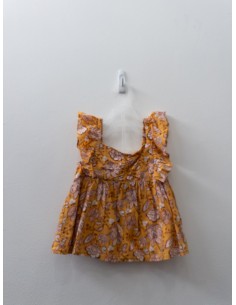 set mostaza de short y blusa con flores