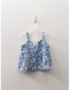 set short y top celeste de hojas azules