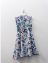 vestido flores azules rosadas y amarillas