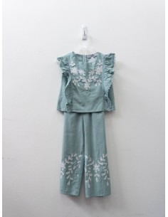 set turquesa con flores