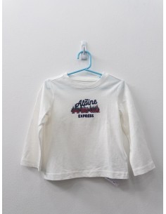 camiseta blanca con tren de navidad
