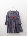 vestido gris cuadros rojos amarillos