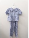set pantalon y top rayas azules con florcitas