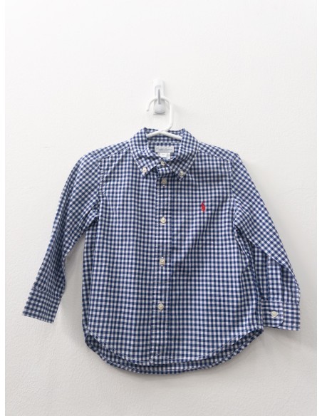 camisa cuadros azules logo rojo