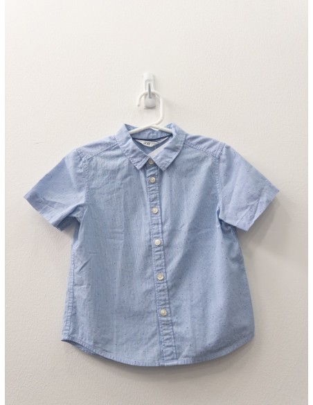 camisa manga corta rayas celestes y puntitos azules