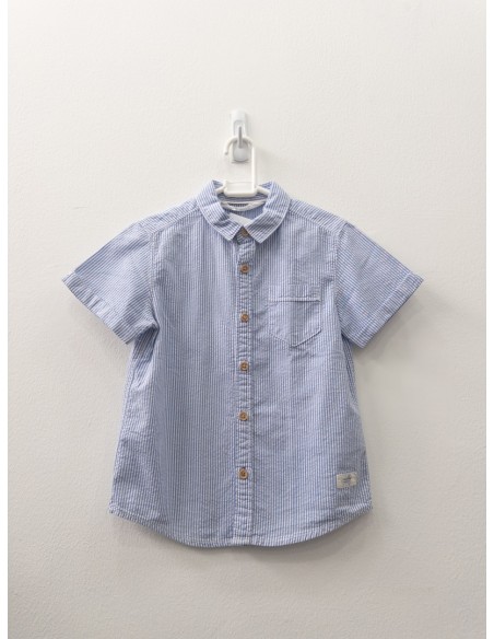 camisa manga corta rayas celestes
