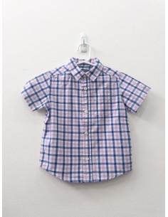camisa manga corta cuadros morados y azules