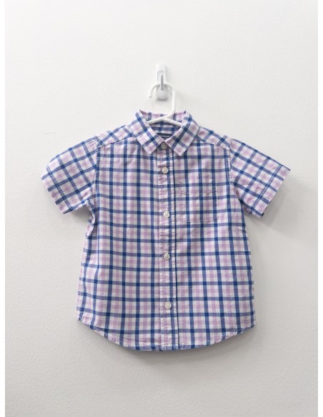 camisa manga corta cuadros morados y azules