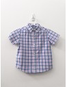 camisa manga corta cuadros morados y azules