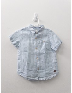 camisa manga corta rayas celestes