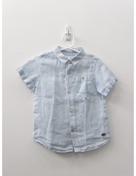 camisa manga corta rayas celestes