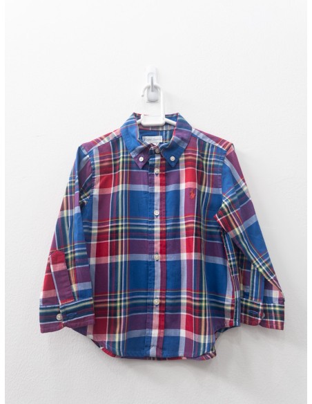 camisa manga larga cuadros azules y morados